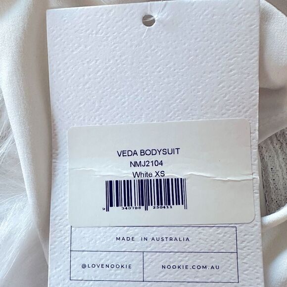 NOOKIE Veda White Sequin Deep Plunge Bodysuit. XS. NWT. - Picture 10 of 11